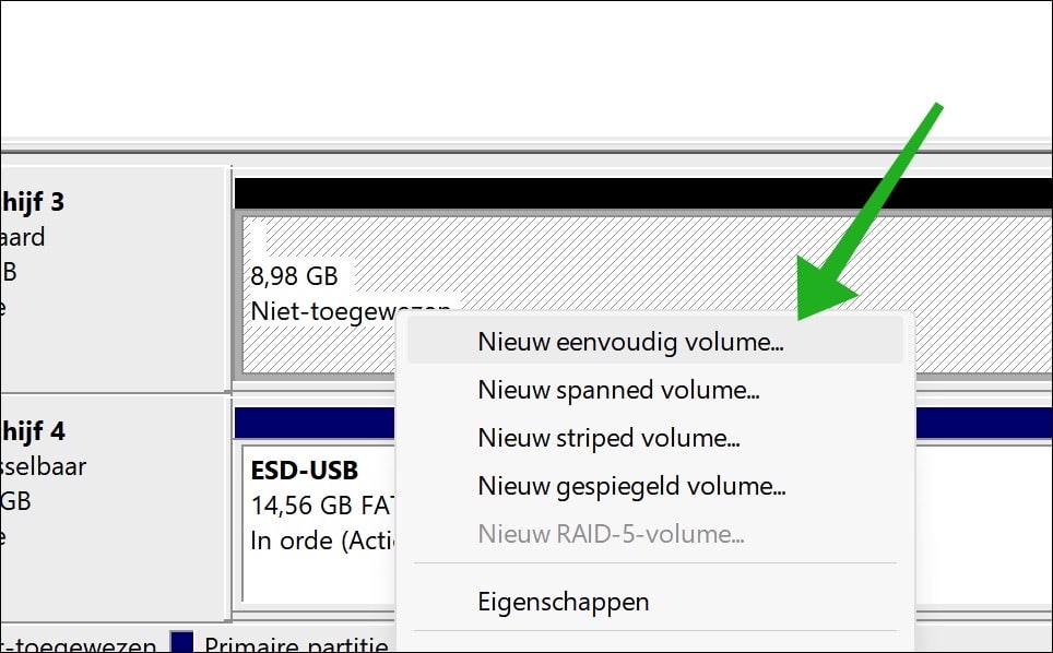 nieuw eenvoudig volume aanmaken