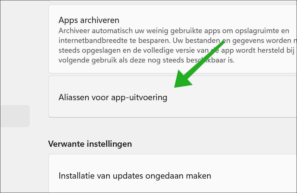 Aliassen voor app uitvoering