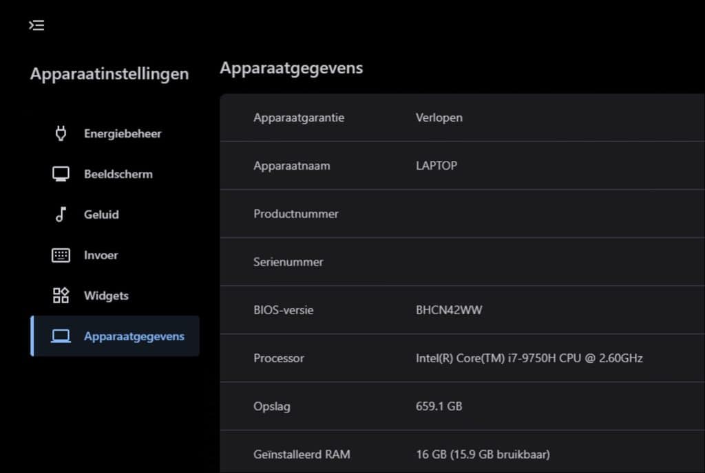 Apparaatgegevens