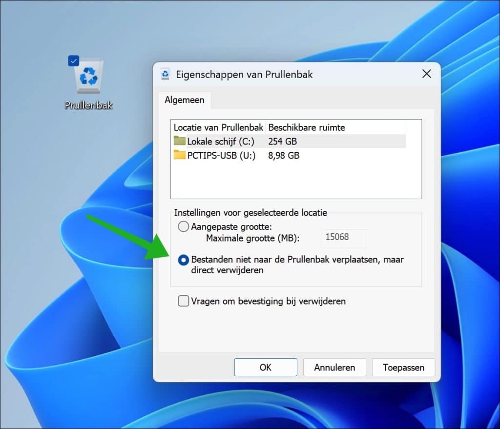 Bestanden direct verwijderen