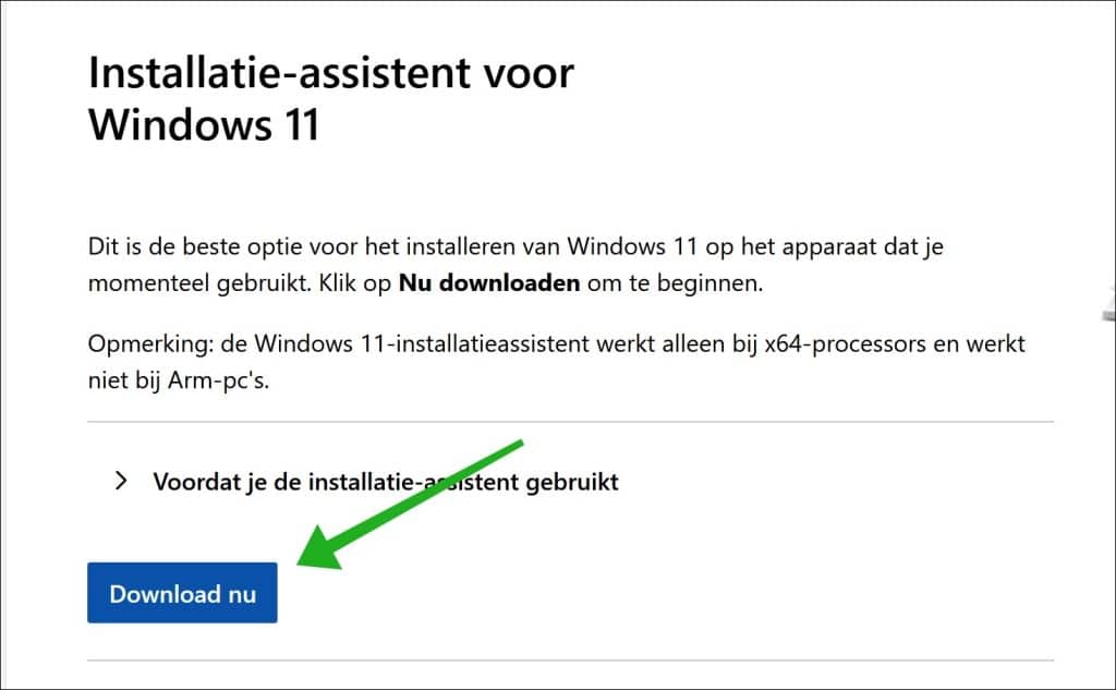 Download installatie-assistent