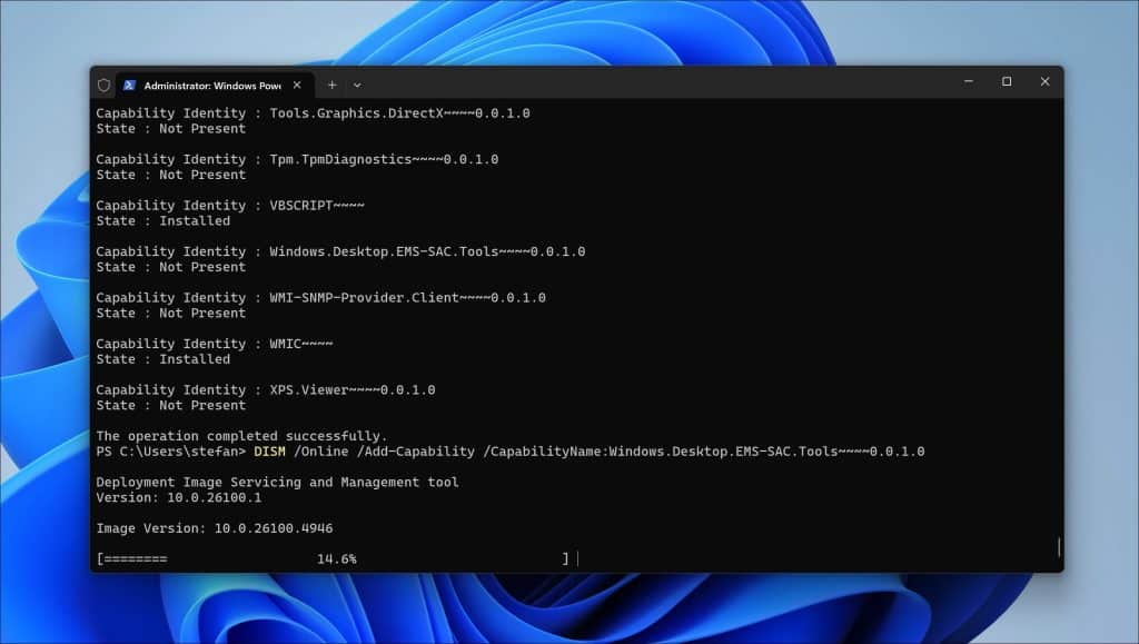 Installeer een optioneel onderdeel via powershell