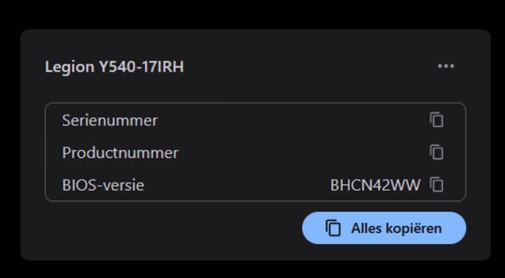 Lenovo vantage informatie over laptop of computer serienummer productnummer bios versie
