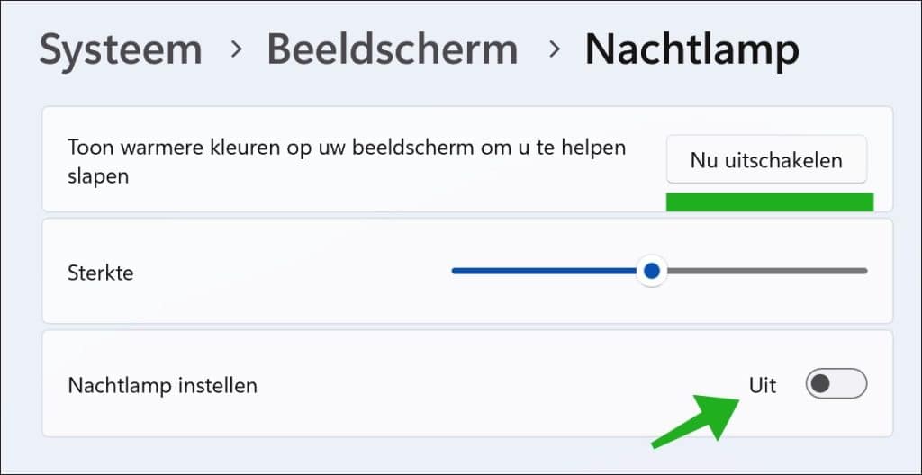 Nachtlamp uitschakelen
