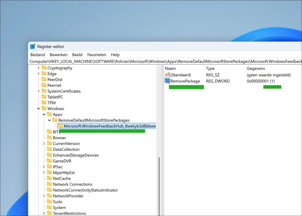 Verwijder bloatware in Windows 11 via ingebouwd beleid