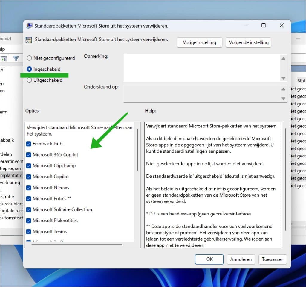 Verwijder bloatware in Windows 11 via ingebouwd beleidVia Editor voor lokaal groepsbeleid