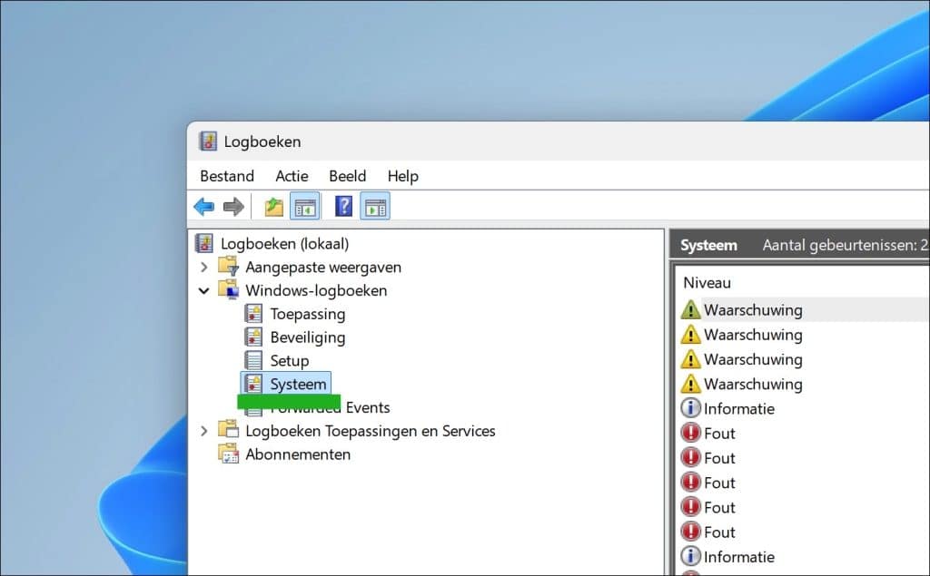 Windows-logboeken systeem
