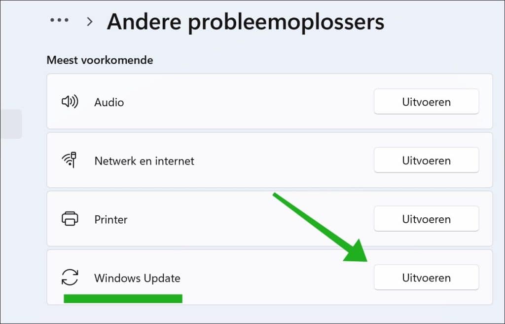 Windows update probleemoplosser uitvoeren