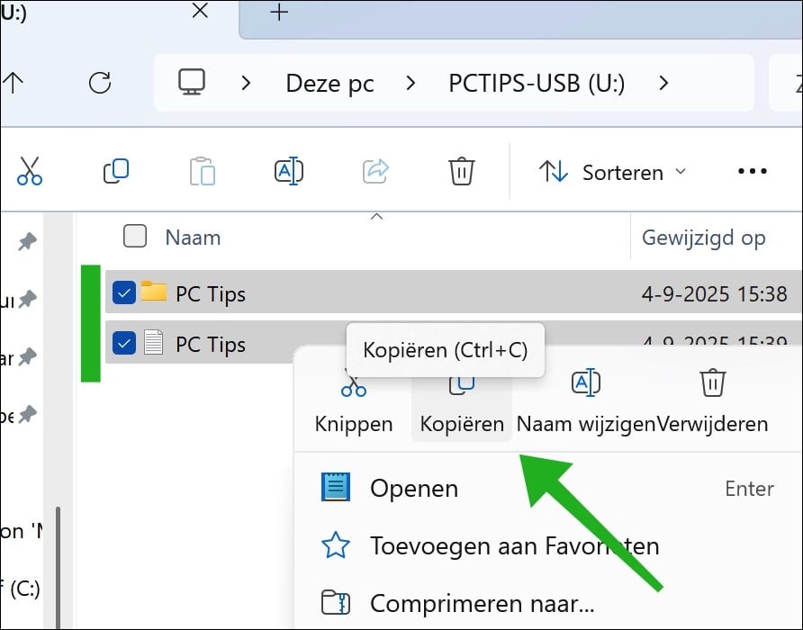 bestanden en mappen kopieren