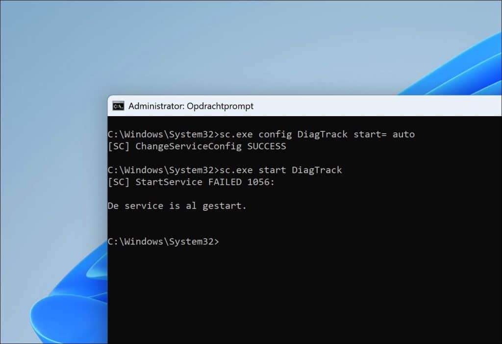 sc.exe start DiagTrack