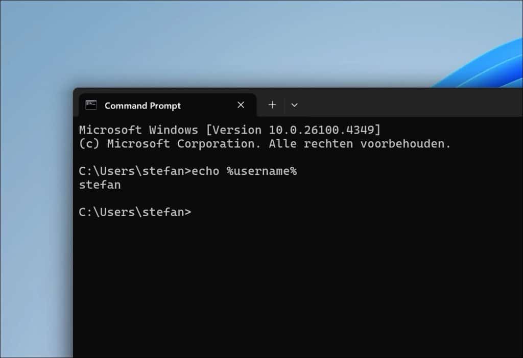 Gebruikersnaam vinden via de Opdrachtprompt