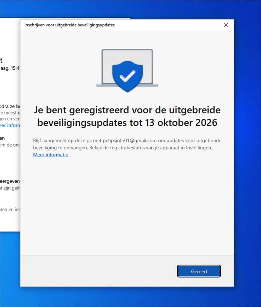 Geregistreerd voor uitgebreide updates tot oktober 2026