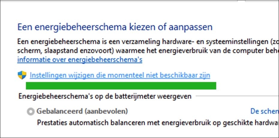 Instellingen wijzigen die momenteel niet beschikbaar zijn