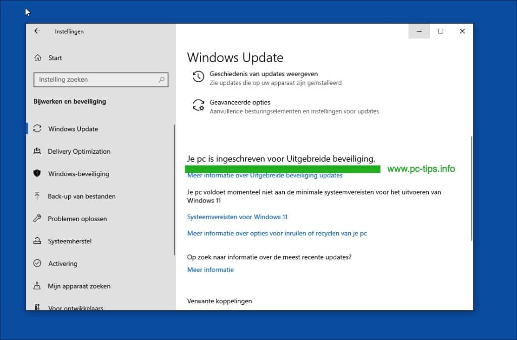 Je pc is ingeschreven voor Uitgebreide beveiliging.