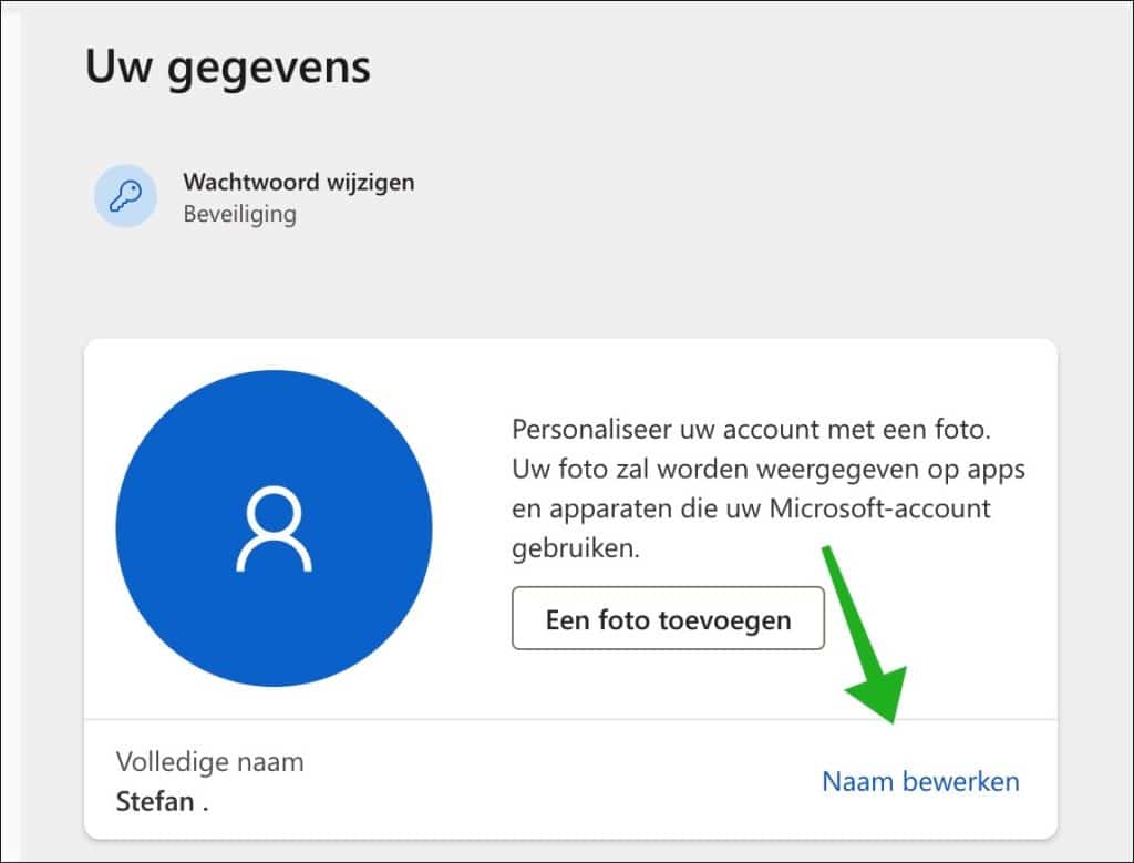 Naam in microsoft-account wijzigen