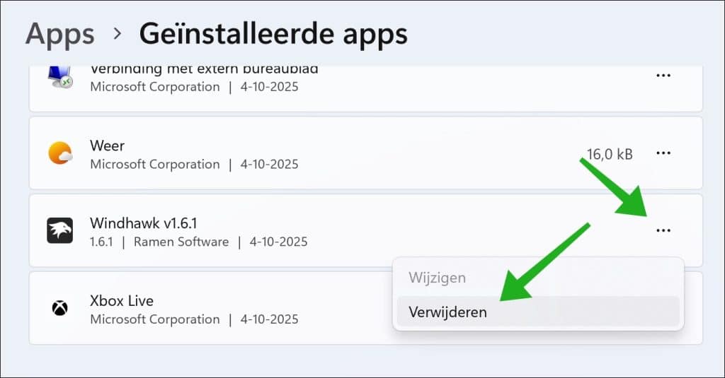 Overbodige apps verwijderen