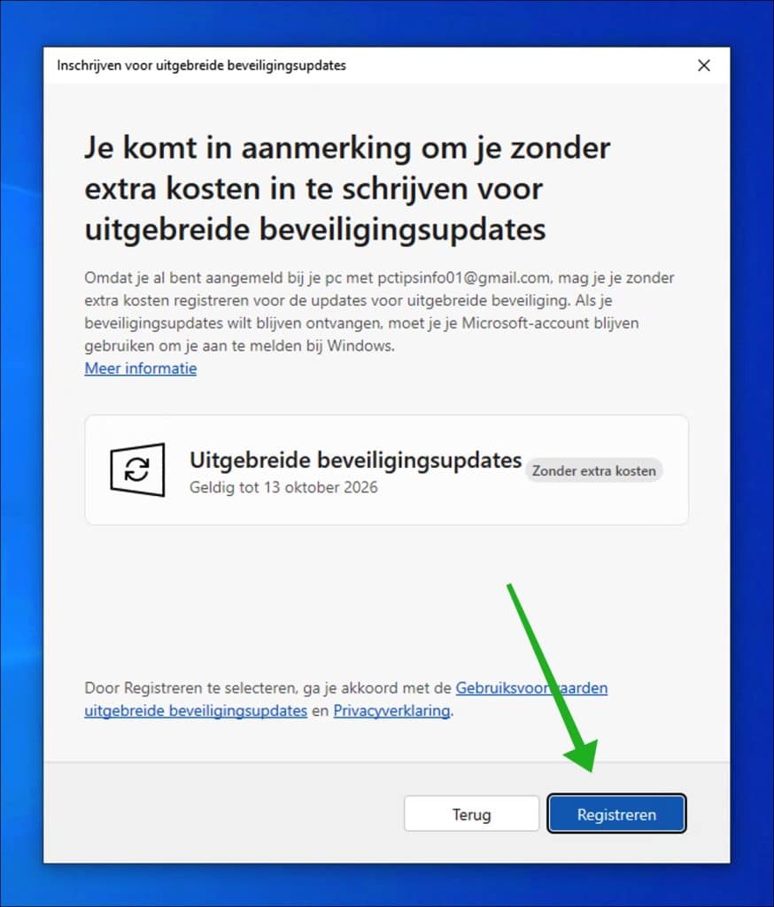 Registreren voor ESU
