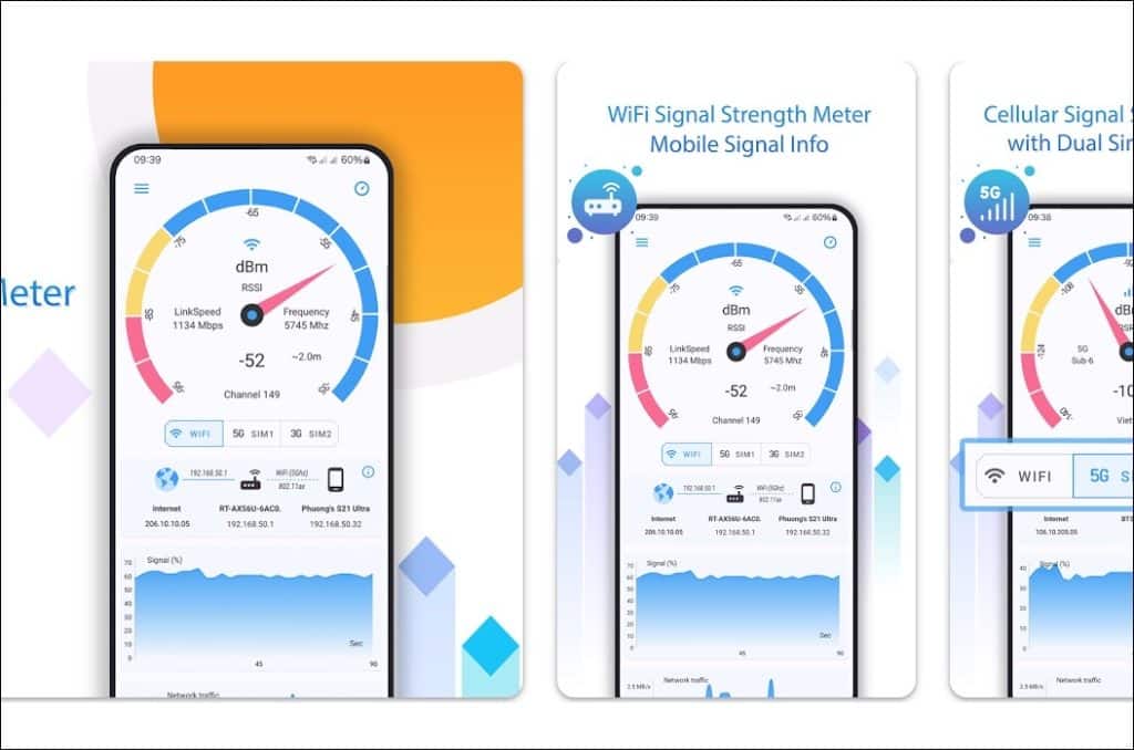 Wifi sterkte meten op smartphone