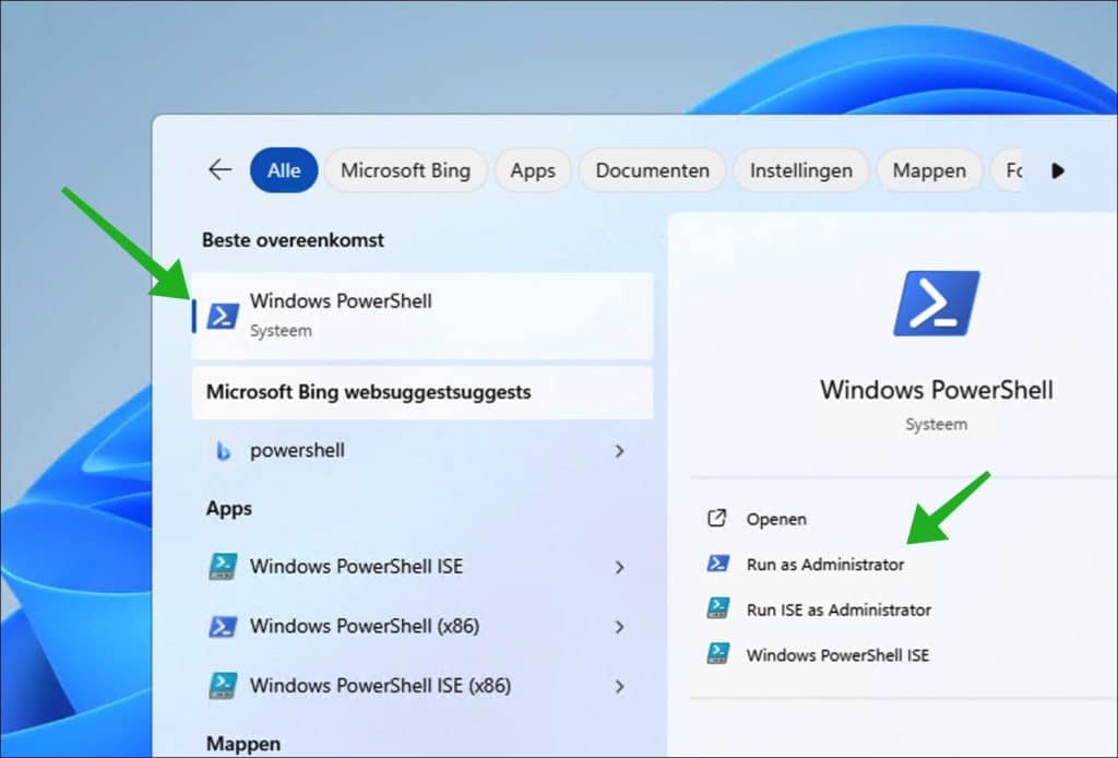 powershell uitvoeren als administrator