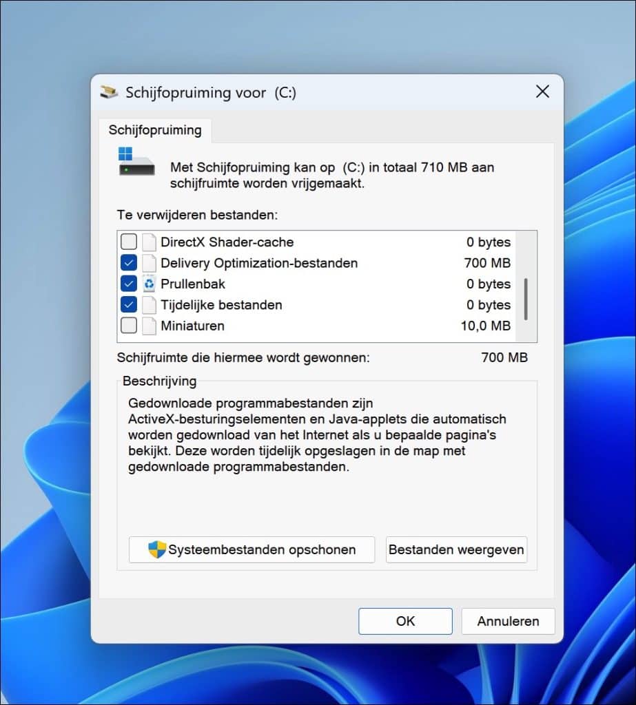 tijdelijke bestanden verwijderen
