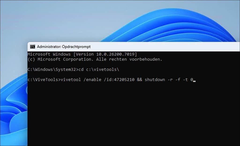 vivetool nieuw startmenu activeren