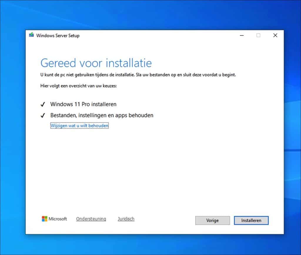windows 11 gereed voor installatie