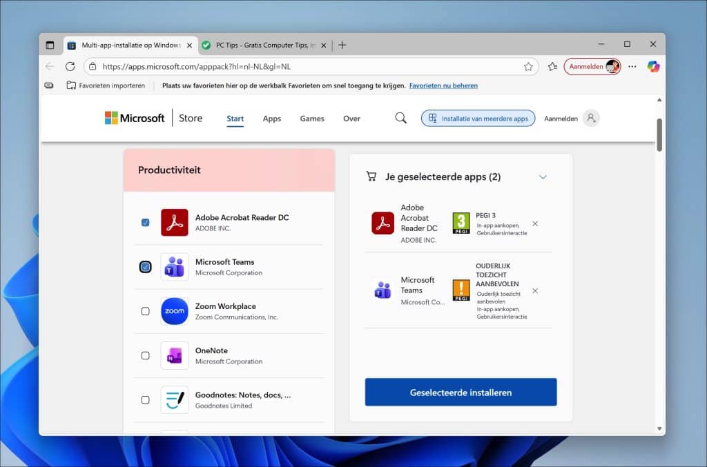 Apps in bulk installeren op Windows 11 met Microsoft Store