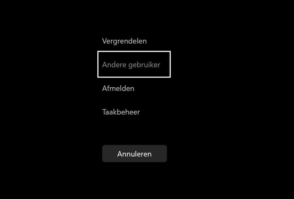 Gebruiker wisselen via ctrl alt del
