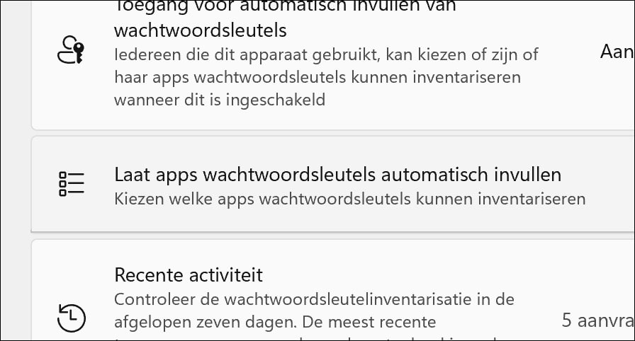 Laat apps wachtwoordsleutels automatisch invullen