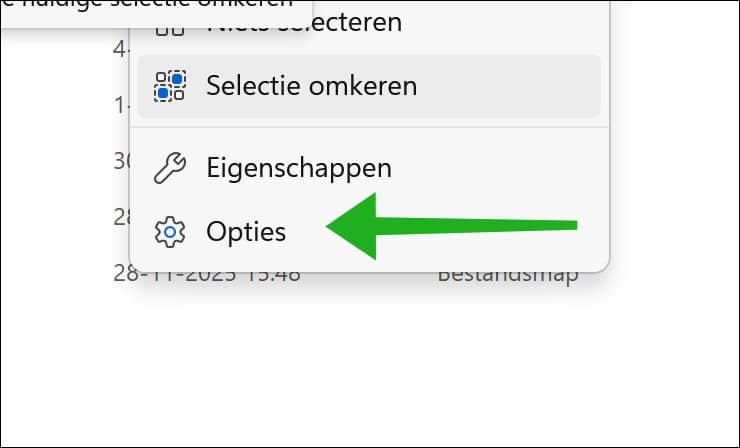 Map opties openen