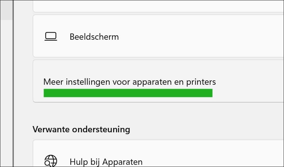 Meer instellingen voor apparaten en printers