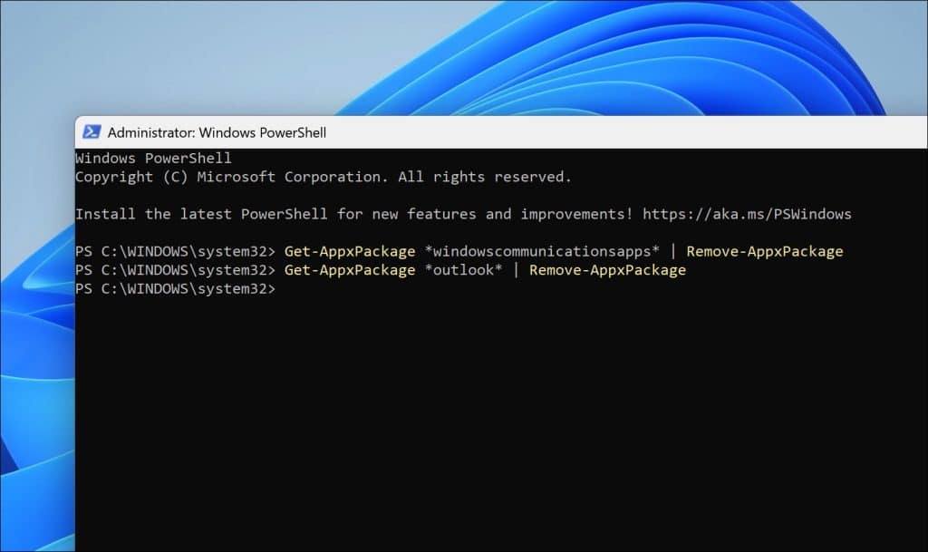 Outlook en Mail verwijderen via PowerShell