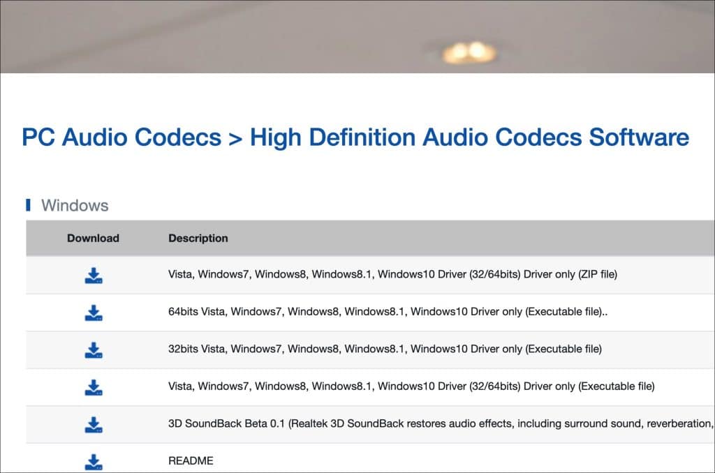 Realtek High Definition Audio Codecs