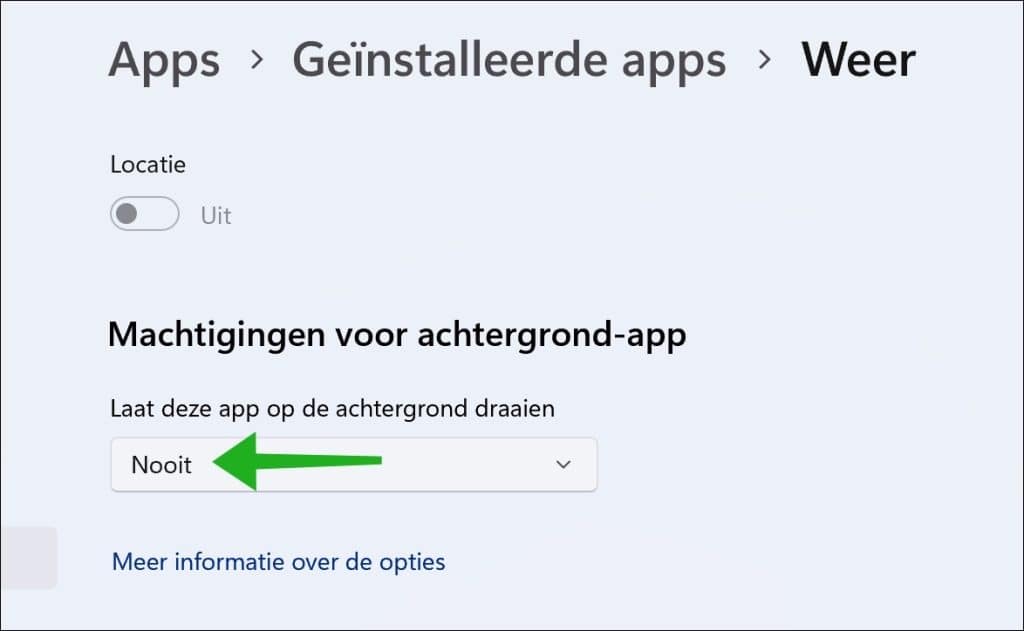 Schakel achtergrond-apps uit