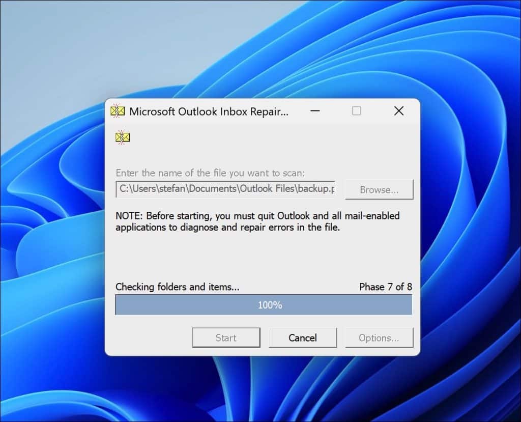 pst bestand controleren
