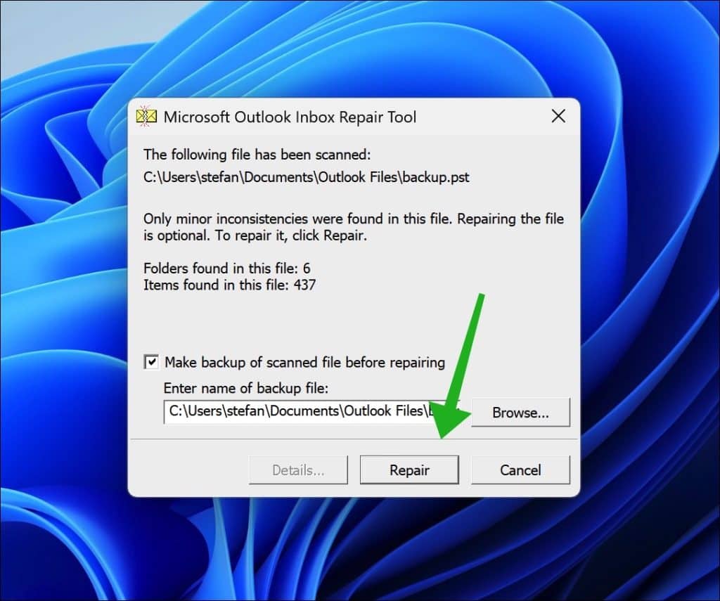 pst bestand repareren