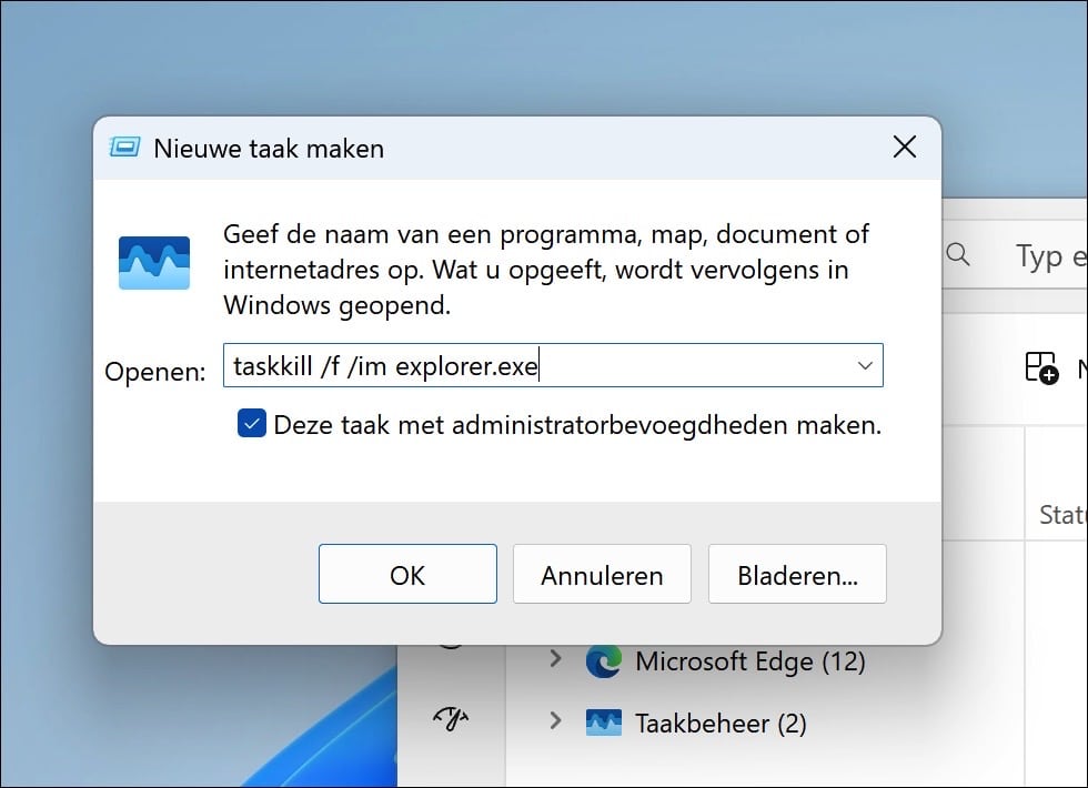 taskkill /f /im explorer.exe
