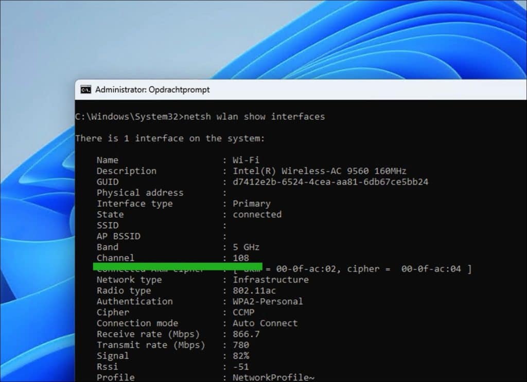 wifi kanaal opzoeken