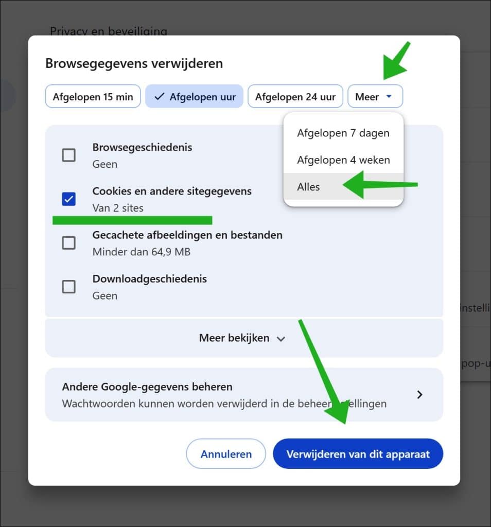 Cookies wissen in Chrome browser