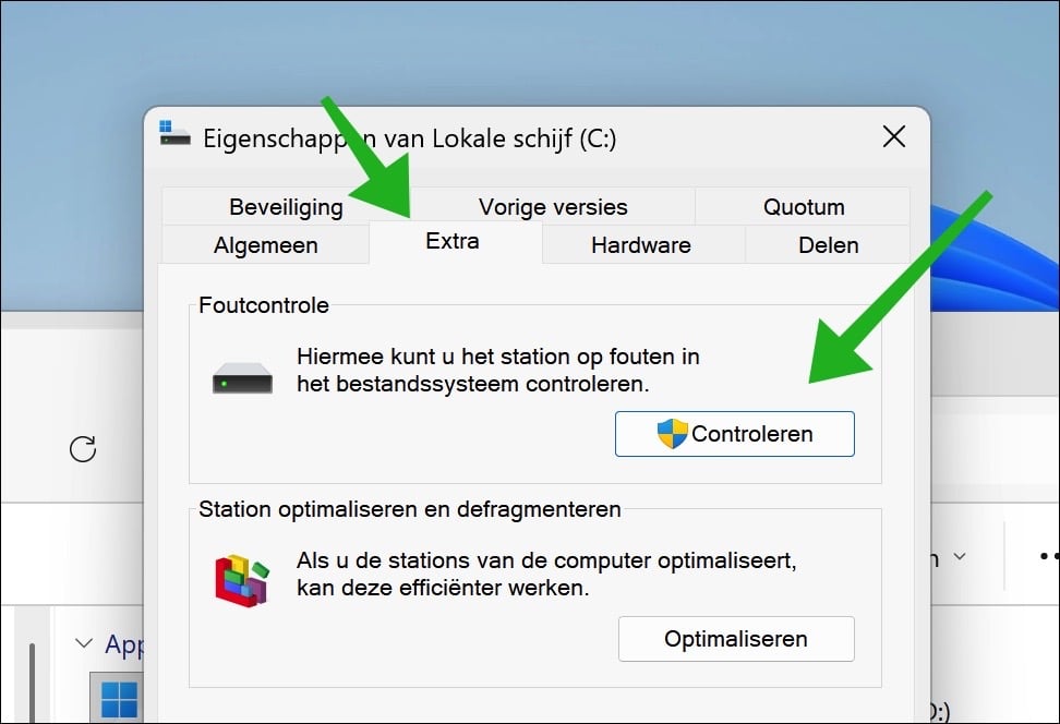 Foutcontrole uitvoeren op schijf
