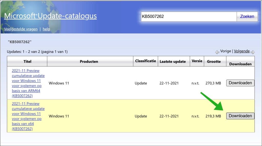 KB5007262 update installeren