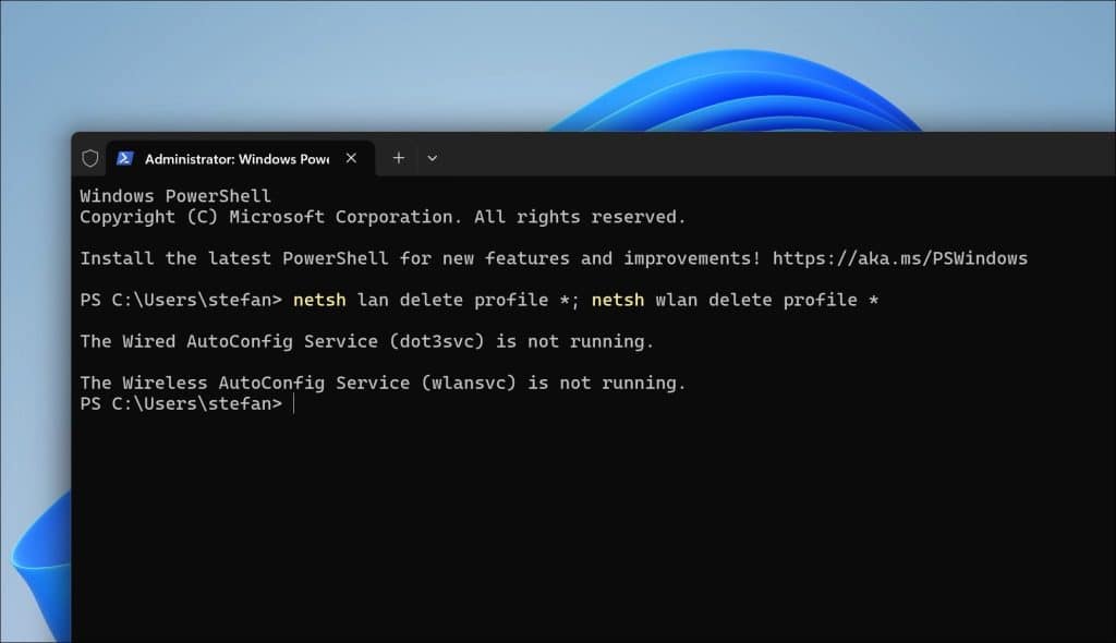 Netwerkprofiel resetten