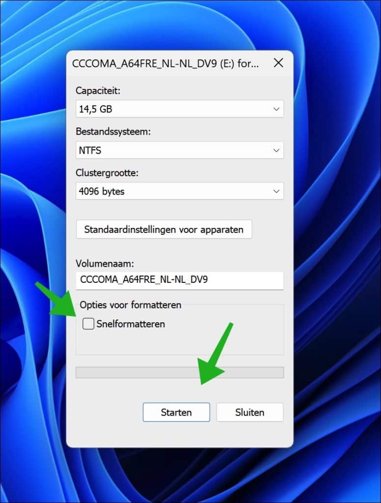 Schijf formatteren