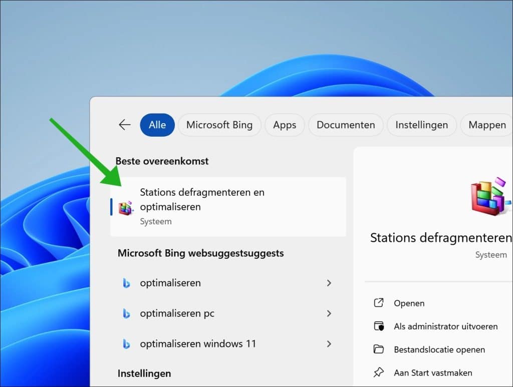 Stations defragmenteren en optimaliseren