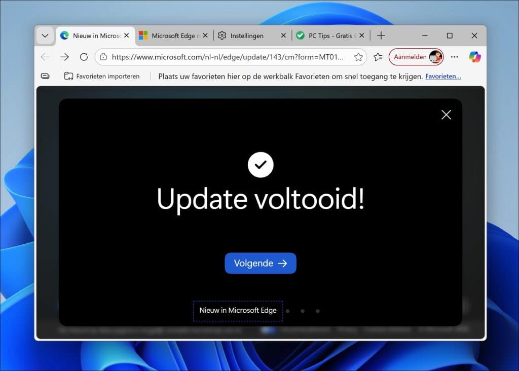 Update geinstalleerd Edge browser