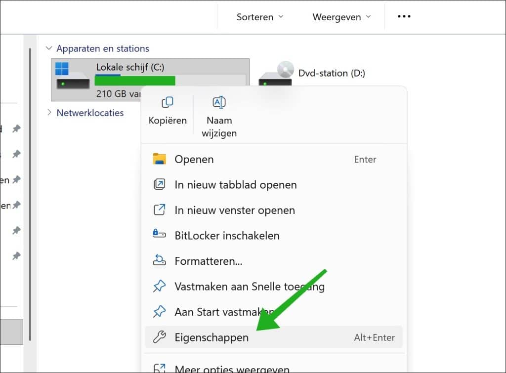 schijf eigenschappen