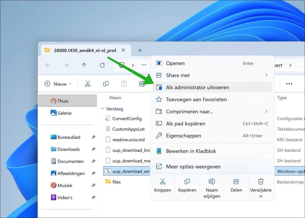 Als administrator uitvoeren