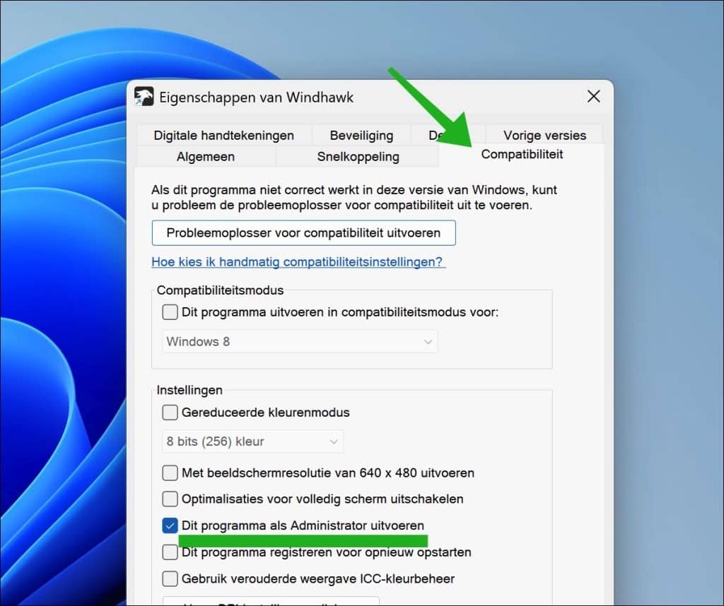Dit programma als administrator uitvoeren