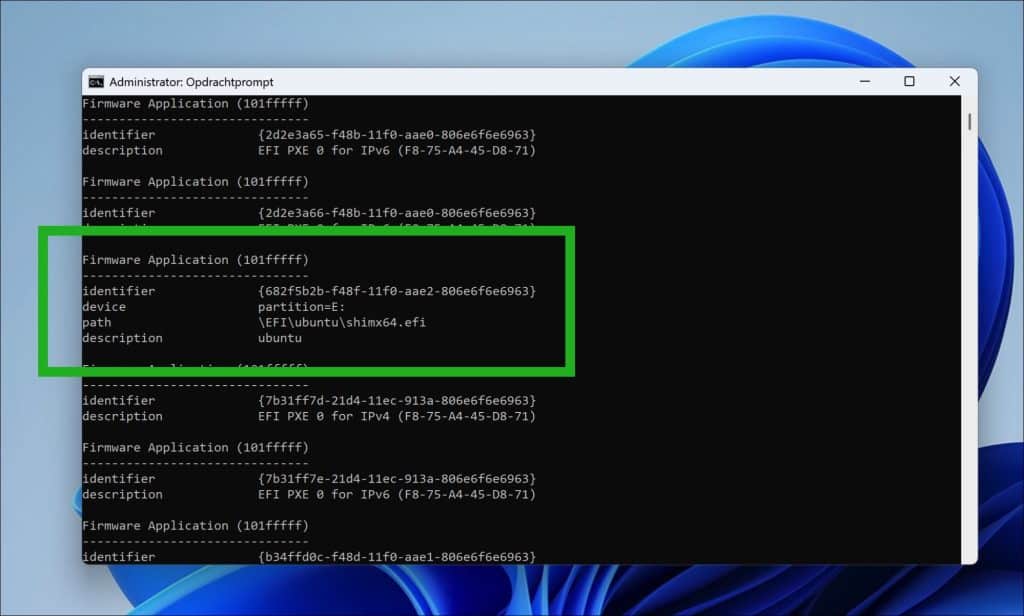 Overgebleven Linux-vermelding uit het UEFI-opstartmenu verwijderen