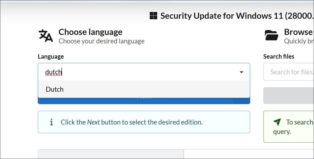Selecteer de gewenste taal